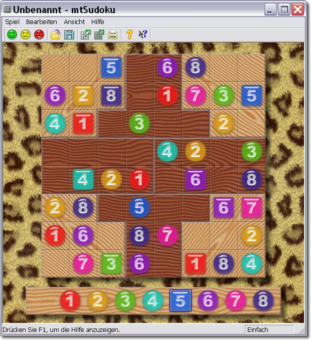8x8 Sudoku mit Flächen im Kreuzmuster