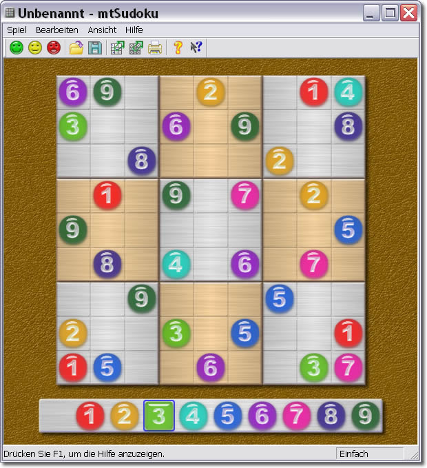9x9 Sudoku mit sichtbaren Feldern in einem Karomuster